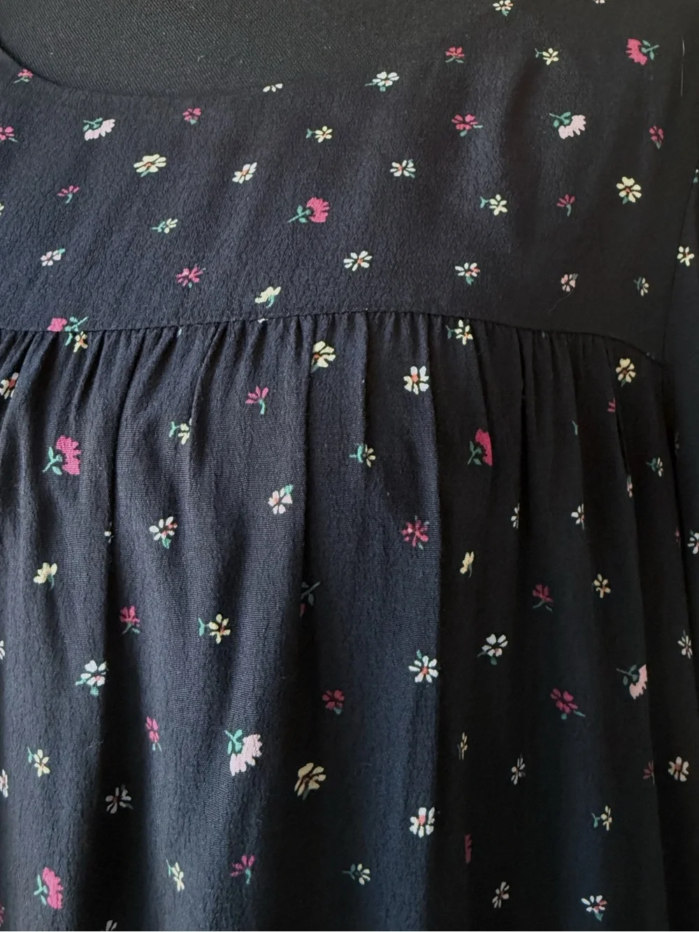 Mines by HATCH Maternity Black Floral Rayon Shift Dress 3/4 Sleeve Size M - Picture 3 of 7